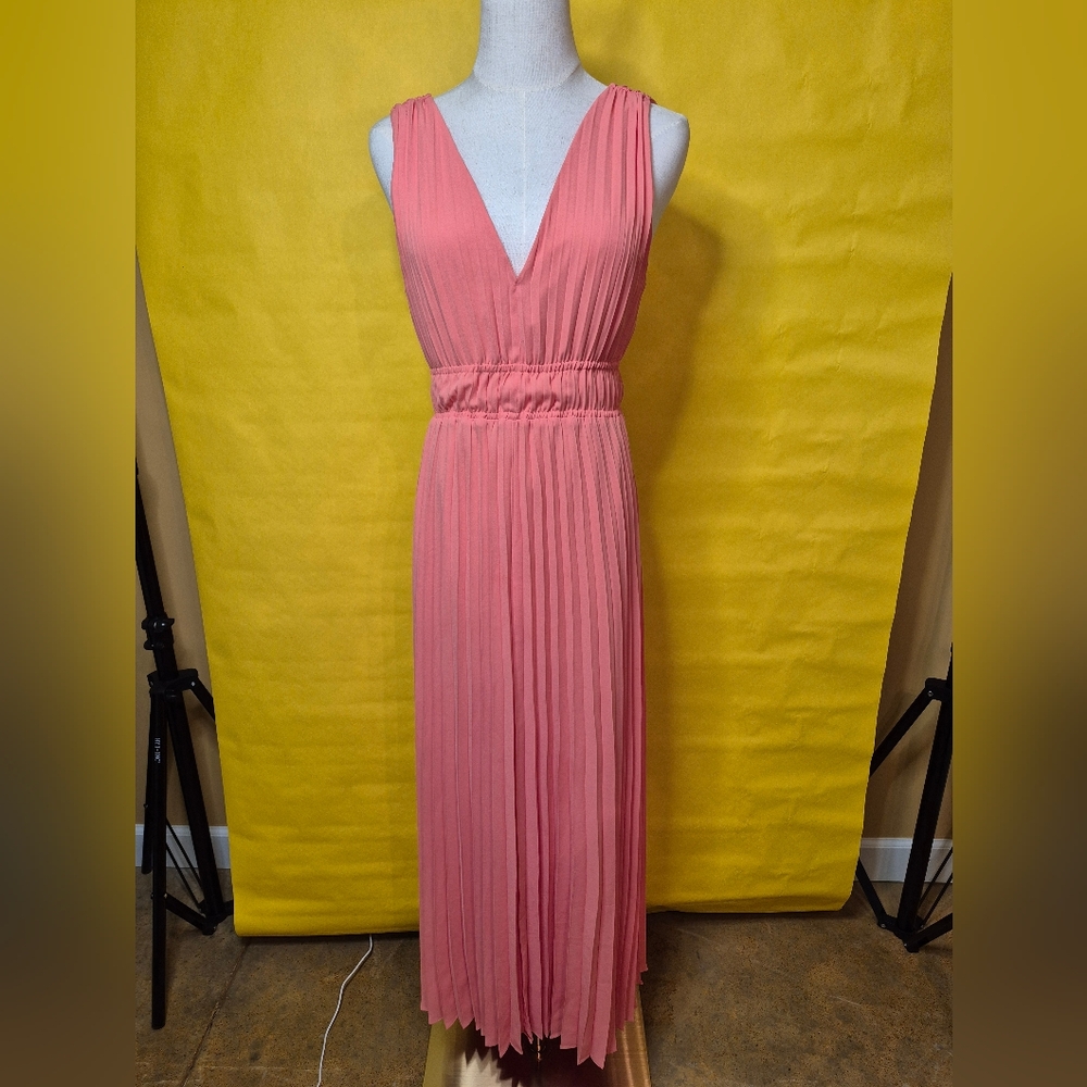Express Coral Pleated Maxi Dress